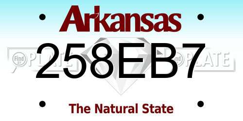 258EB7 Arkansas License Plate