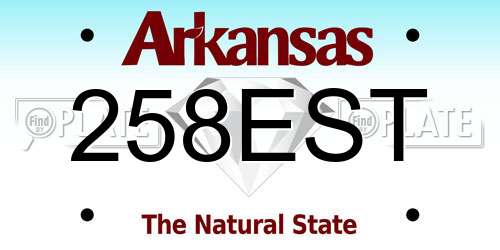 258EST Arkansas License Plate