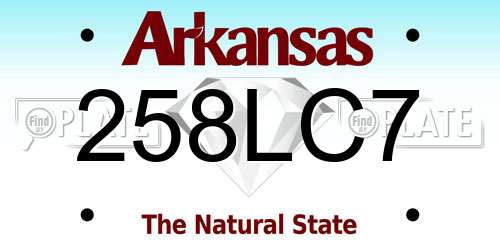 258LC7 Arkansas License Plate