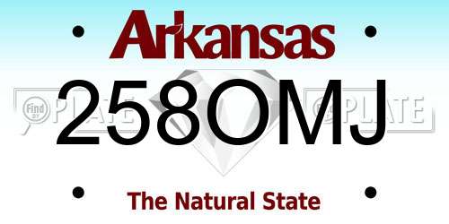 258OMJ Arkansas License Plate