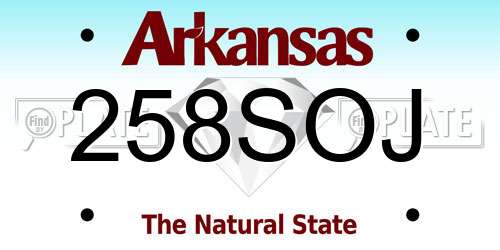 258SOJ Arkansas License Plate