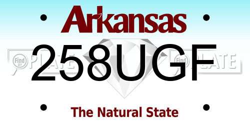 258UGF Arkansas License Plate