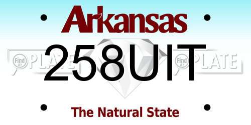 258UIT Arkansas License Plate