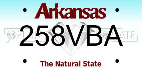 258VBA Arkansas License Plate