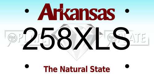 258XLS Arkansas License Plate
