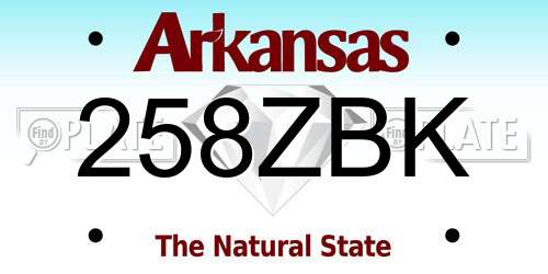 258ZBK Arkansas License Plate