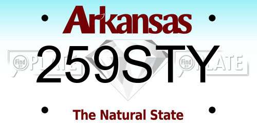259STY Arkansas License Plate