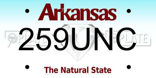 259UNC Arkansas License Plate
