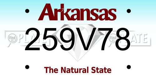 259V78 Arkansas License Plate