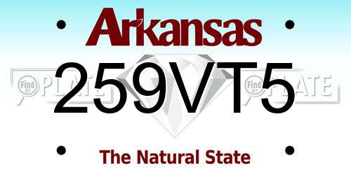 259VT5 Arkansas License Plate