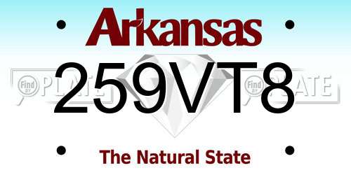 259VT8 Arkansas License Plate