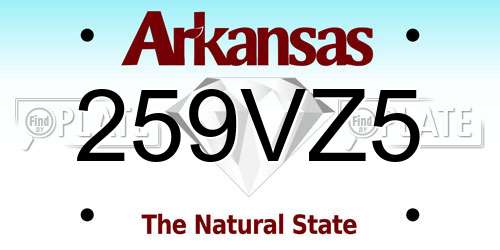259VZ5 Arkansas License Plate