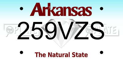 259VZS Arkansas License Plate
