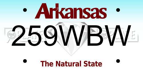 259WBW Arkansas License Plate