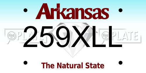 259XLL Arkansas License Plate