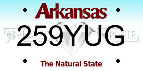 259YUG Arkansas License Plate