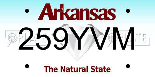 259YVM Arkansas License Plate