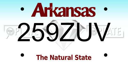 259ZUV Arkansas License Plate