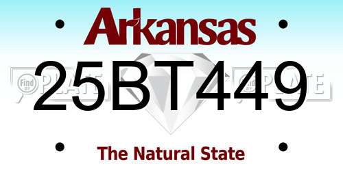 25BT449 Arkansas License Plate
