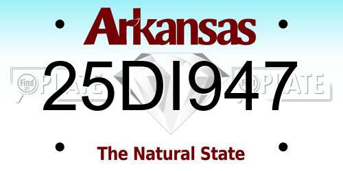 25DI947 Arkansas License Plate