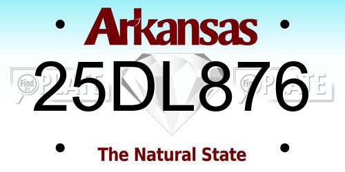 25DL876 Arkansas License Plate