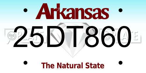 25DT860 Arkansas License Plate