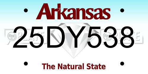 25DY538 Arkansas License Plate