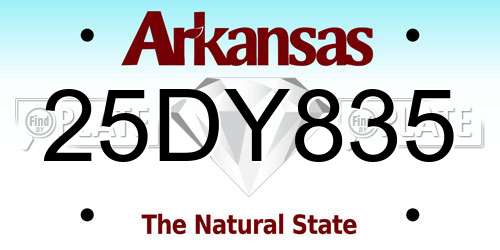 25DY835 Arkansas License Plate