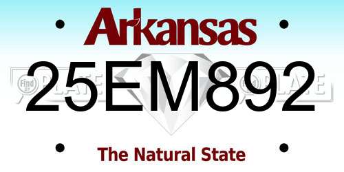 25EM892 Arkansas License Plate