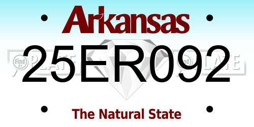 25ER092 Arkansas License Plate