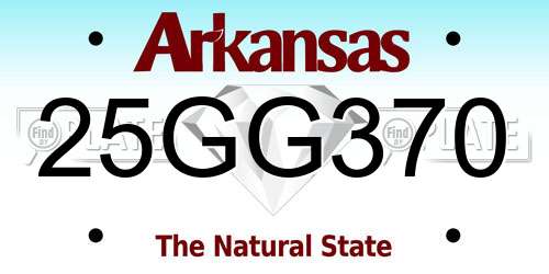 25GG370 Arkansas License Plate