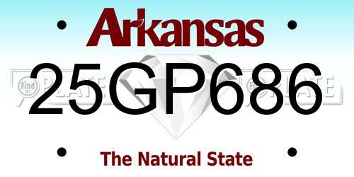 25GP686 Arkansas License Plate
