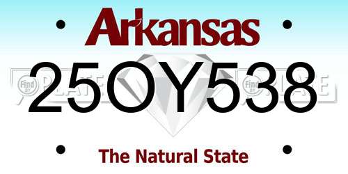 25OY538 Arkansas License Plate