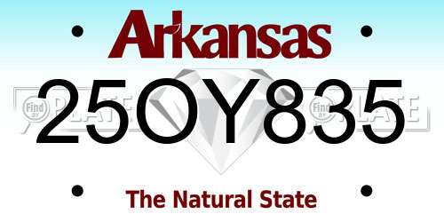 25OY835 Arkansas License Plate
