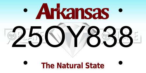 25OY838 Arkansas License Plate