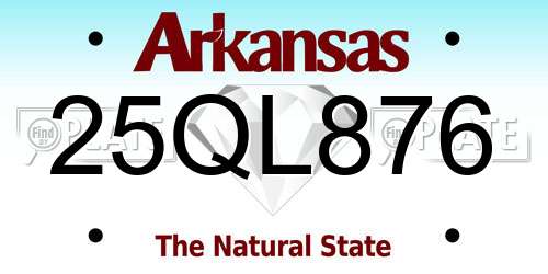 25QL876 Arkansas License Plate