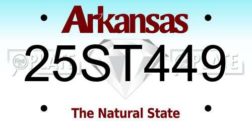 25ST449 Arkansas License Plate