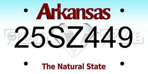 25SZ449 Arkansas License Plate