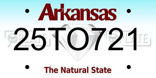 25TO721 Arkansas License Plate
