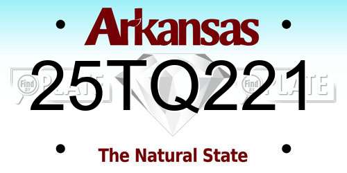 25TQ221 Arkansas License Plate