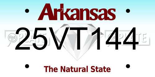 25VT144 Arkansas License Plate