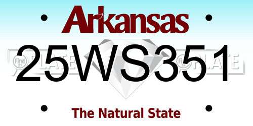 25WS351 Arkansas License Plate