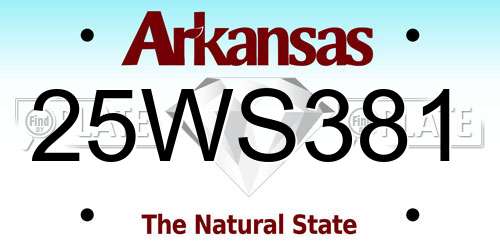 25WS381 Arkansas License Plate