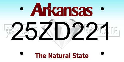 25ZD221 Arkansas License Plate