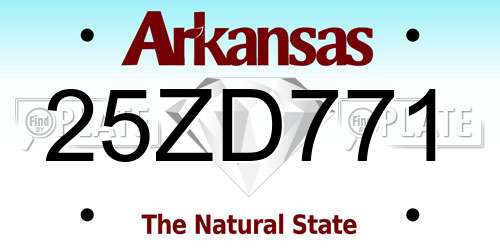 25ZD771 Arkansas License Plate