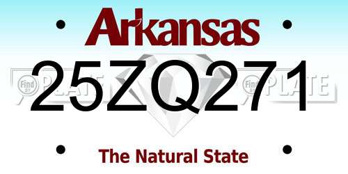 25ZQ271 Arkansas License Plate