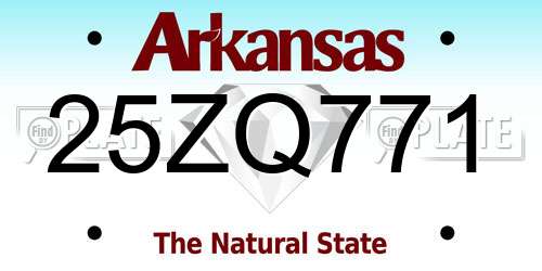 25ZQ771 Arkansas License Plate