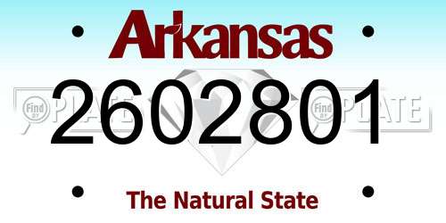 2602801 Arkansas License Plate