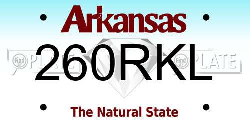 260RKL Arkansas License Plate