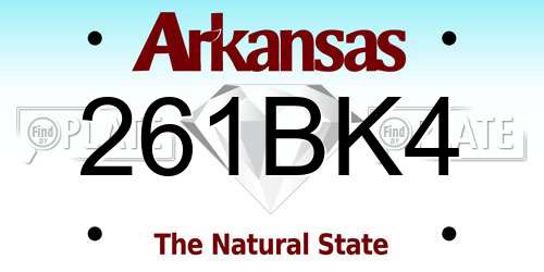 261BK4 Arkansas License Plate
